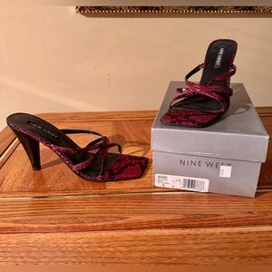 Nine West Black and Red Snakeskin Heels